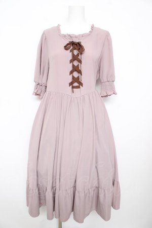 画像: m petit by misako / AMレースアップワンピース L 中桃 Y-26-02-17-162-LO-OP-SZ-ZY