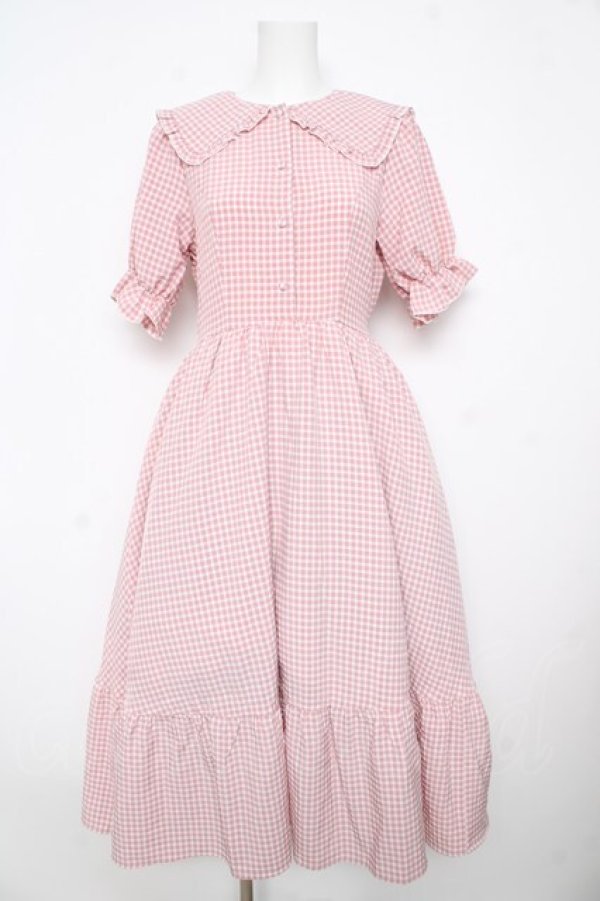 画像1: m petit by misako / ギンガムチェックワンピース M 中赤 Y-26-02-17-164-LO-OP-SZ-ZY (1)