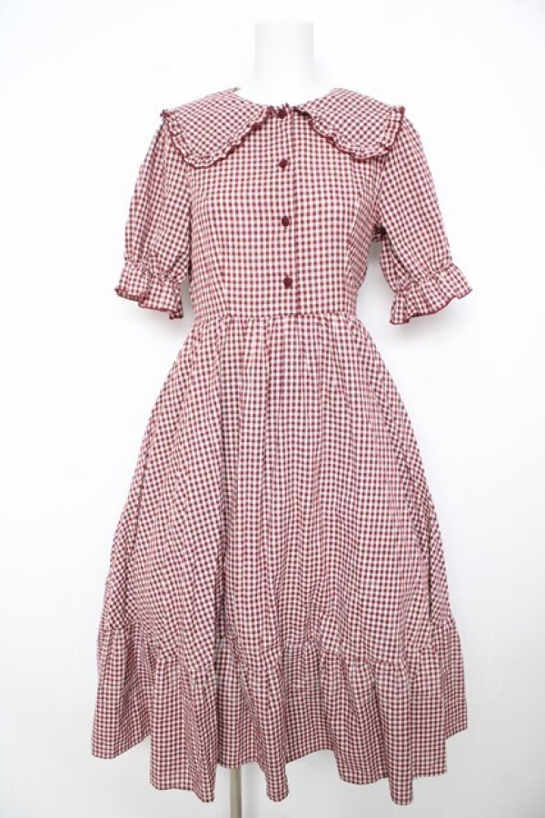 画像1: m petit by misako / AM*ギンガムCHKワンピース M 中赤 Y-26-02-17-165-LO-OP-SZ-ZY (1)