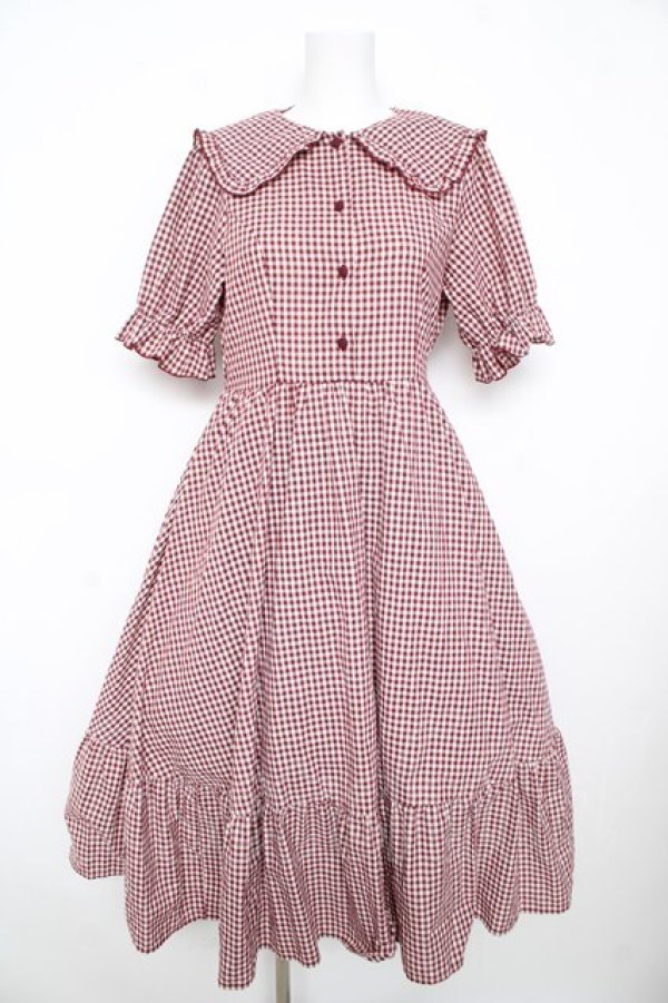 画像1: m petit by misako / AM*ギンガムCHKワンピース M 中赤 Y-26-02-17-166-LO-OP-SZ-ZY (1)