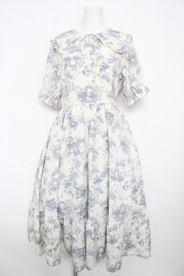 画像1: m petit by misako / トワルドジュイワンピース M 淡青 Y-26-02-17-170-LO-OP-SZ-ZY (1)