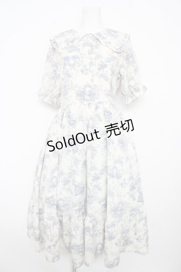 画像1: m petit by misako / トワルドジュイワンピース M 淡青 Y-26-02-17-170-LO-OP-SZ-ZY (1)