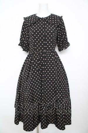 画像: m petit by misako / 梨地水玉半袖ワンピース Ｍ 中黒 Y-26-02-17-171-LO-OP-SZ-ZY