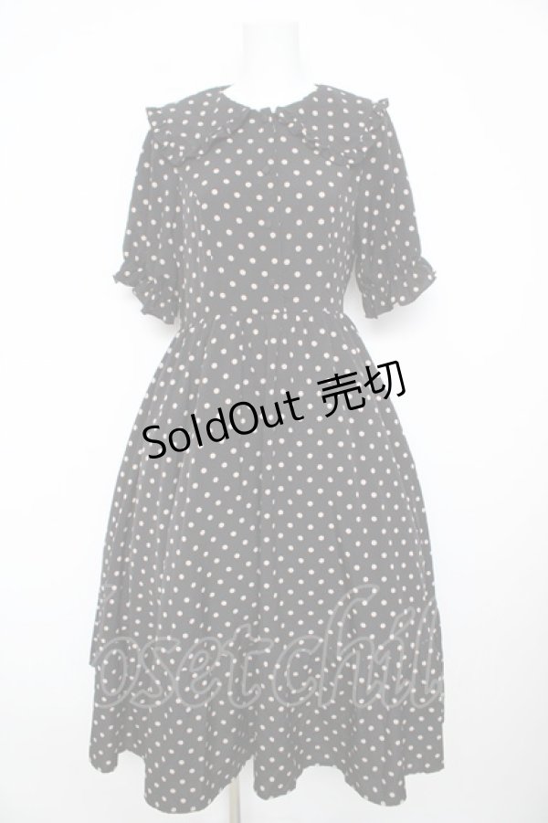 画像1: m petit by misako / 梨地水玉半袖ワンピース Ｍ 中黒 Y-26-02-17-171-LO-OP-SZ-ZY (1)