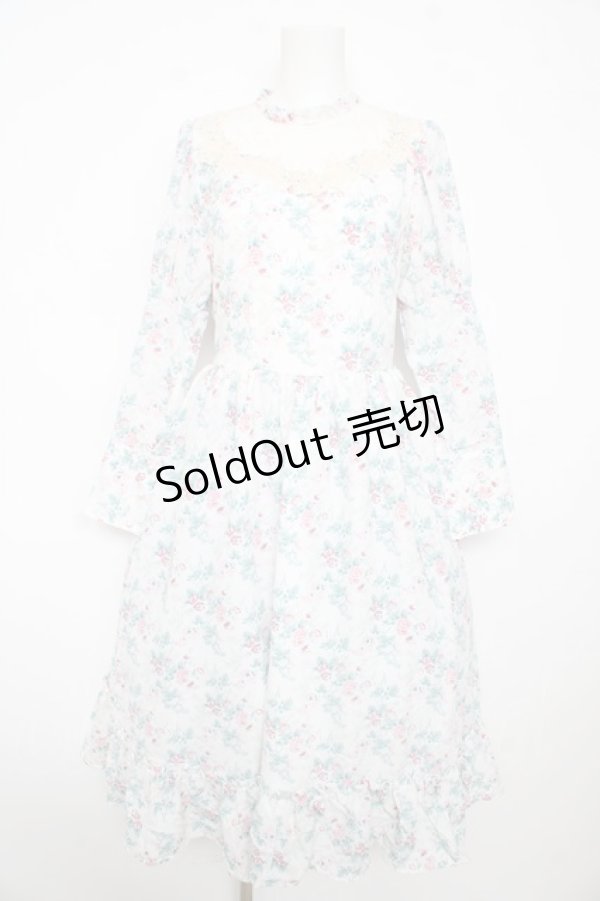 画像1: Kurumi Collaboration / KRハナジゴスリーブワンピース M 中白 Y-26-02-17-173-LO-OP-SZ-ZI (1)