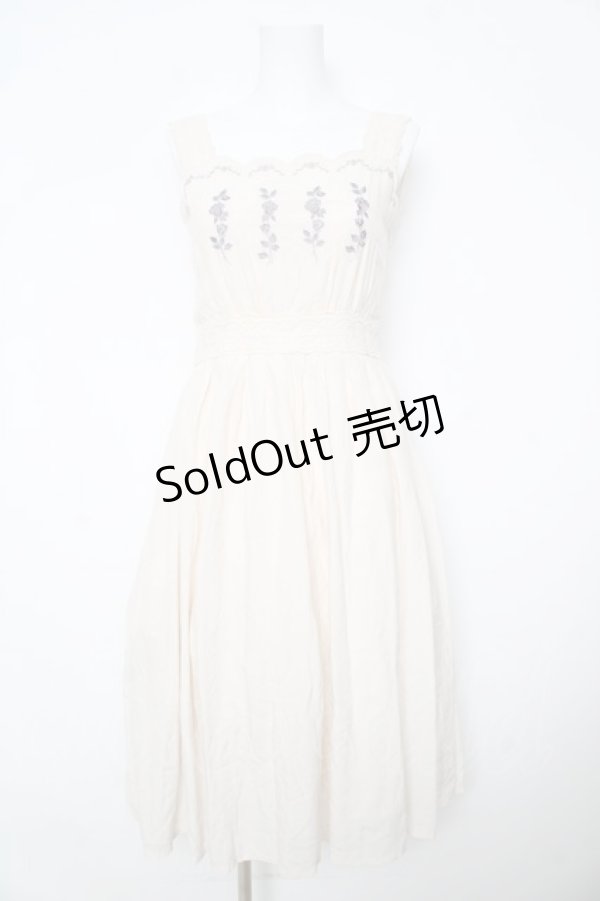 画像1: an another angelus / フロントローズ刺繍ジャンパースカート F アイボリー Y-26-02-17-177-CA-OP-SZ-ZY (1)