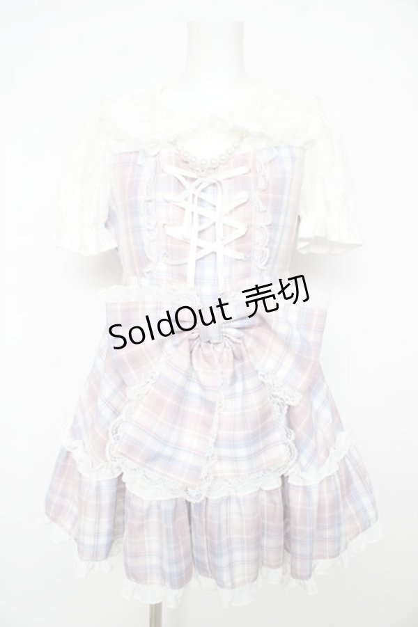 画像1: Ank Rouge / プリンセスおりぼんワンピース M ピンク×ブルーチェック Y-26-02-17-180-CA-OP-SZ-ZY (1)