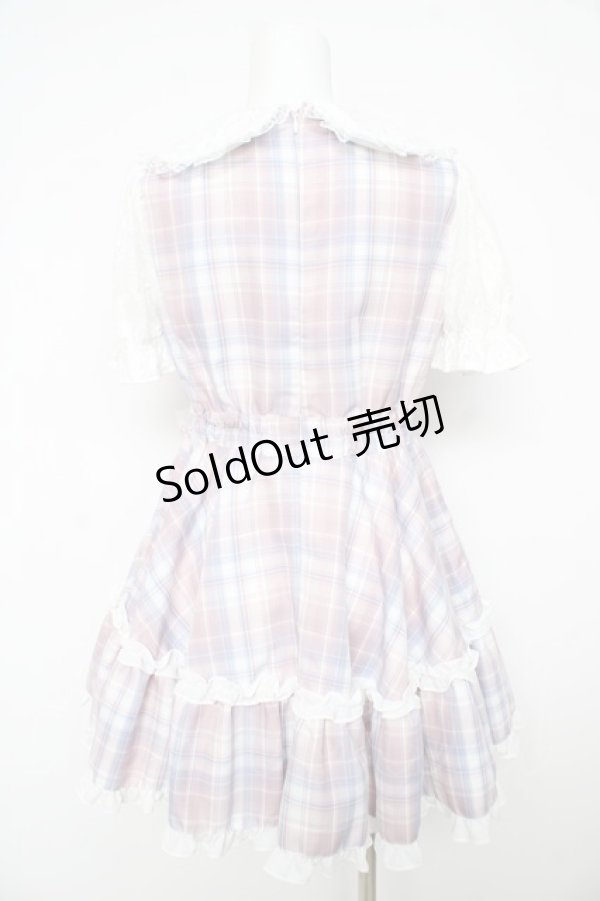 画像2: Ank Rouge / プリンセスおりぼんワンピース M ピンク×ブルーチェック Y-26-02-17-180-CA-OP-SZ-ZY (2)