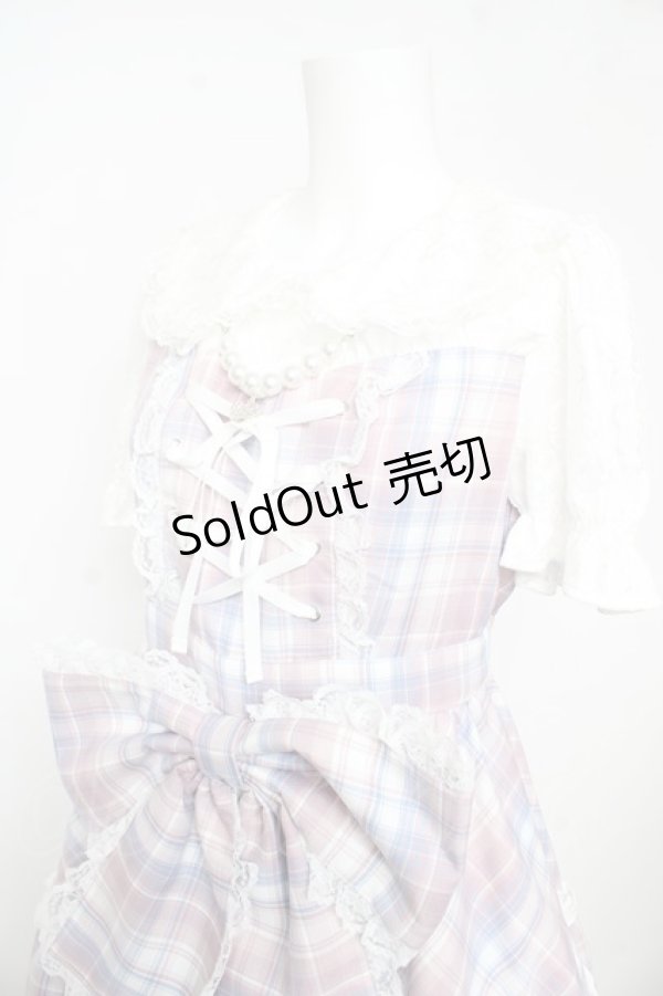 画像3: Ank Rouge / プリンセスおりぼんワンピース M ピンク×ブルーチェック Y-26-02-17-180-CA-OP-SZ-ZY (3)