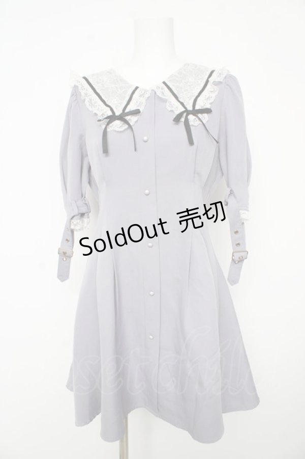 画像1: Rojita / レース衿Wリボンワンピース M サックス Y-26-02-17-182-LO-OP-SZ-ZY (1)