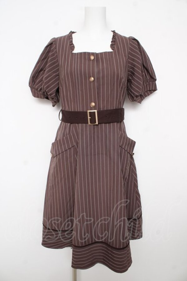 画像1: Amavel / ベルト付パフスリーブワンピース F ブラウン Y-26-02-17-183-CA-OP-SZ-ZY (1)