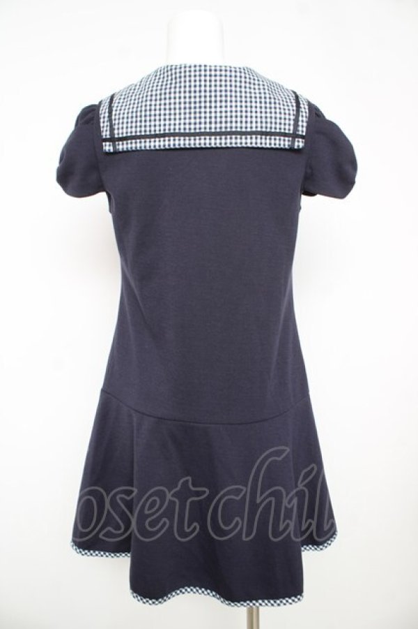 画像2: Secret Honey / ギンガムセーラーカットワンピース 2 ネイビー Y-26-02-17-189-CA-OP-SZ-ZY (2)
