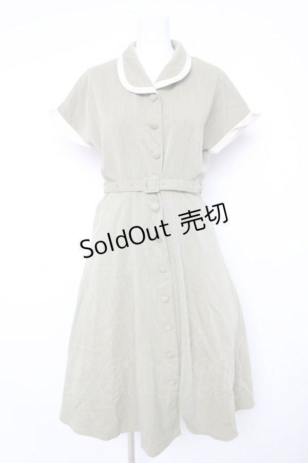 画像1: an another angelus / 配色パイピングショールカラーワンピース F グリーン Y-26-02-17-192-CA-OP-SZ-ZI (1)