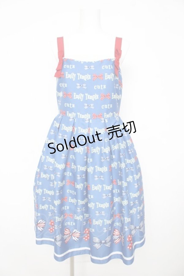 画像1: Emily Temple cute / トリプルRIBBONキャミソールワンピース M 青 Y-26-02-17-193-ET-OP-SZ-ZY (1)