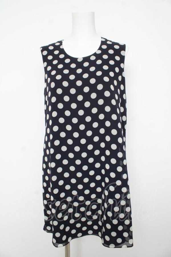 画像1: INGEBORG / ドット柄ノースリーブチュニック F 紺 Y-26-02-17-196-LO-OP-SZ-ZY (1)