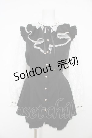 画像: Secret Honey / ハシゴレーススタンドカラーラッフルセットアップ 2 ブラック×ホワイト Y-26-02-17-201-CA-OP-SZ-ZY