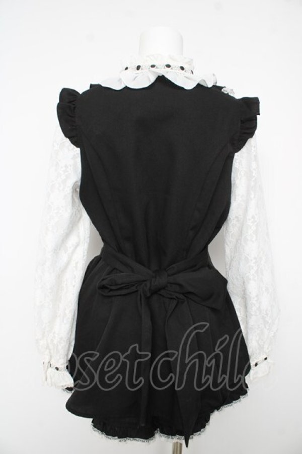 画像2: Secret Honey / ハシゴレーススタンドカラーラッフルセットアップ 2 ブラック×ホワイト Y-26-02-17-201-CA-OP-SZ-ZY (2)