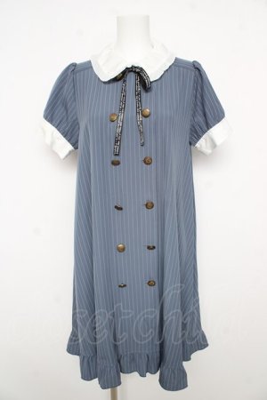 画像: axes femme POETIQUE / メッセージリボン半袖ワンピース M サックス Y-26-02-17-203-AX-OP-SZ-ZY