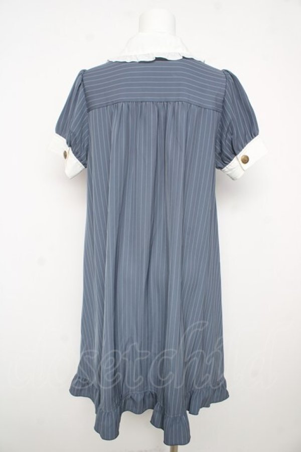 画像2: axes femme POETIQUE / メッセージリボン半袖ワンピース M サックス Y-26-02-17-203-AX-OP-SZ-ZY (2)