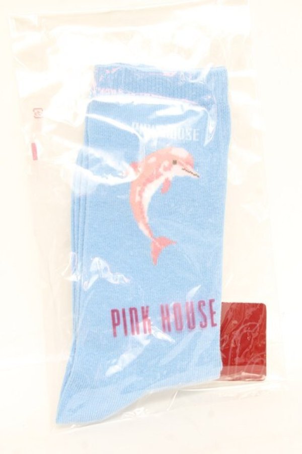 画像1: PINK HOUSE / いるかモチーフソックス  ブルー Y-26-02-17-003-LO-ZA-SZ-ZY (1)