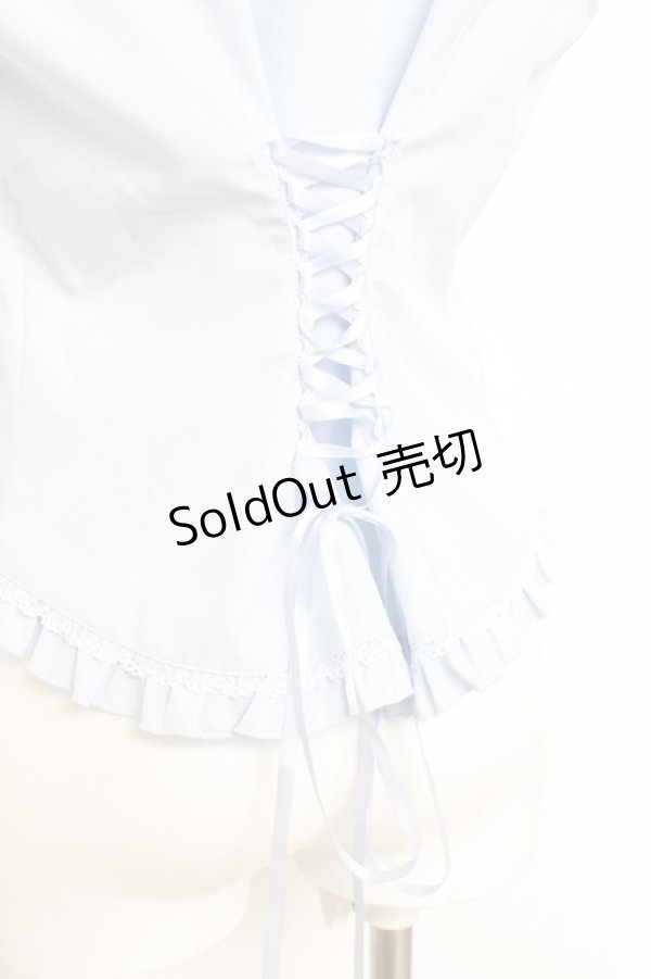 画像4: axes femme / パール付薔薇刺繍ノースリブラウス F サックス Y-26-02-17-016-AX-BL-SZ-ZY (4)