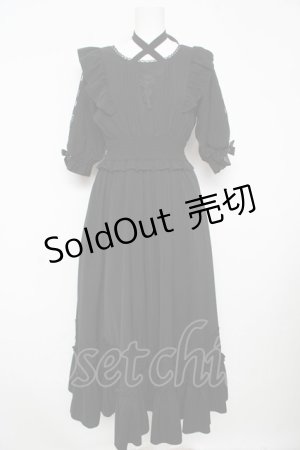 画像: Amavel / Feminine Bouquetロングワンピース  黒 Y-26-02-17-205-CA-OP-SZ-ZY