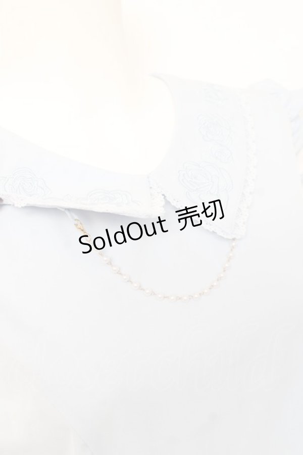 画像5: axes femme / パール付薔薇刺繍ノースリブラウス F サックス Y-26-02-17-016-AX-BL-SZ-ZY (5)