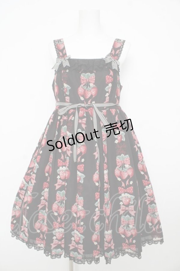 画像1: Angelic Pretty / Strawberry Dollジャンパースカート  黒 Y-26-02-17-208-AP-OP-SZ-ZY (1)