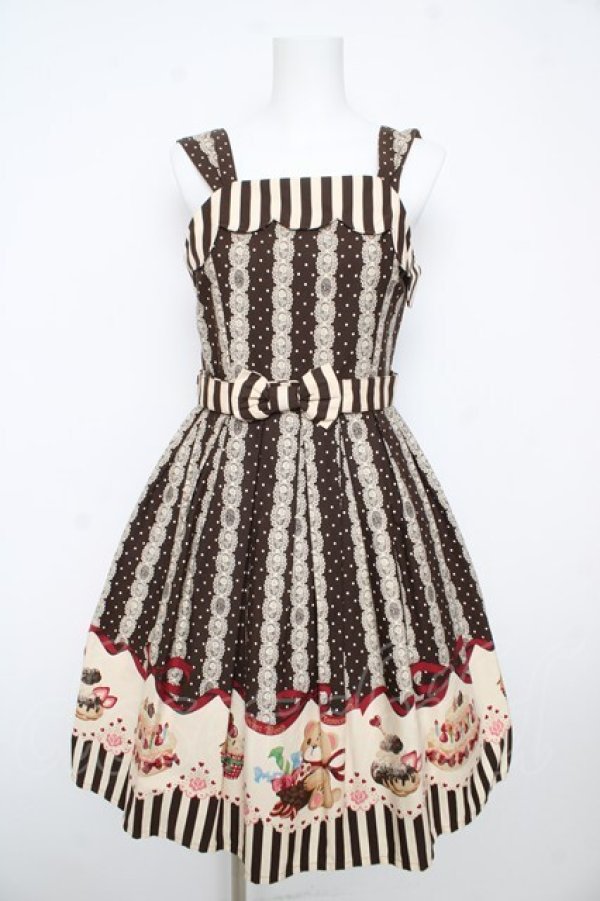 画像1: Innocent World / スイーツテディベアジャンパースカート  ショコラブラウン Y-26-02-17-209-IW-OP-SZ-ZY (1)