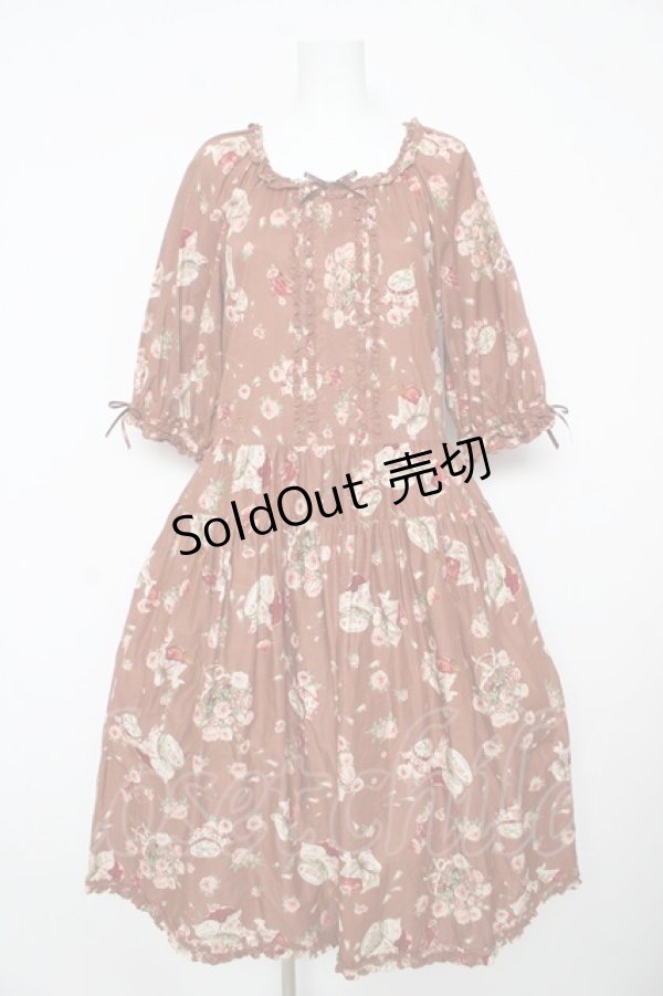 画像1: PINK HOUSE / ローズじゃむびんプリントミディワンピース F ブラウン Y-26-02-17-210-LO-OP-SZ-ZY (1)