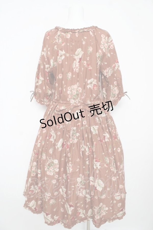 画像2: PINK HOUSE / ローズじゃむびんプリントミディワンピース F ブラウン Y-26-02-17-210-LO-OP-SZ-ZY (2)