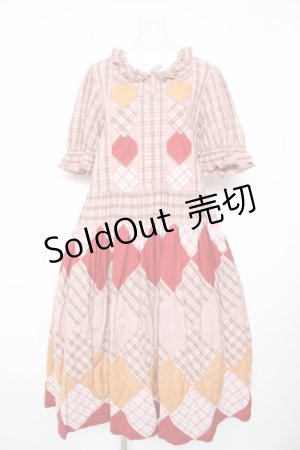 画像: PINK HOUSE / オリジナルチェックパッチワークワンピース F ピンク Y-26-02-17-211-LO-OP-SZ-ZY