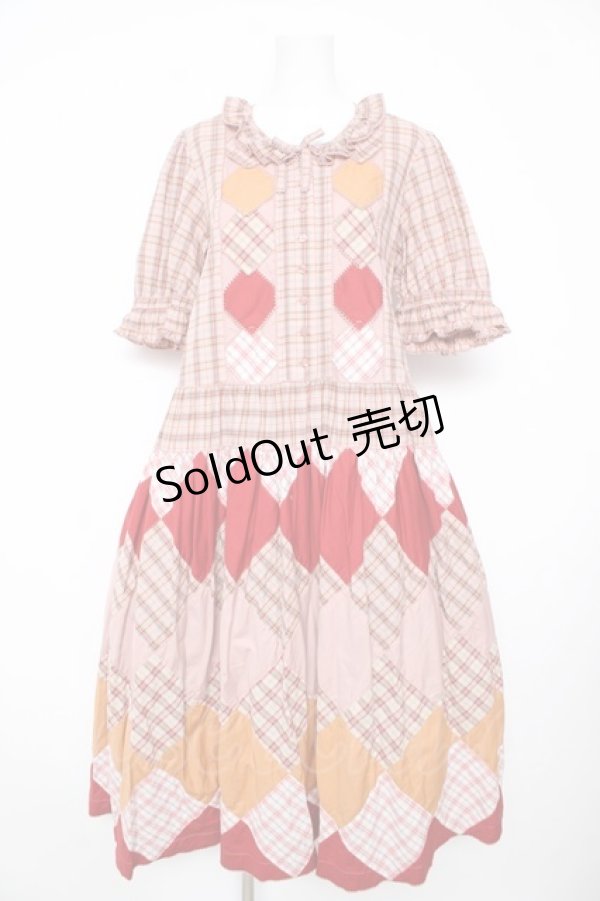 画像1: PINK HOUSE / オリジナルチェックパッチワークワンピース F ピンク Y-26-02-17-211-LO-OP-SZ-ZY (1)