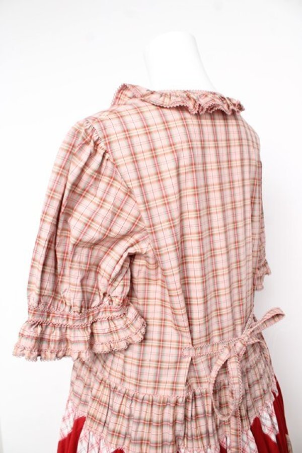 画像5: PINK HOUSE / オリジナルチェックパッチワークワンピース F ピンク Y-26-02-17-211-LO-OP-SZ-ZY (5)