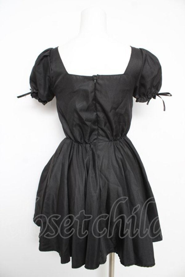 画像2: MARBLE / パニエ付きバラ飾りパフフリルワンピース M 黒 Y-26-02-17-214-GO-OP-SZ-ZY (2)