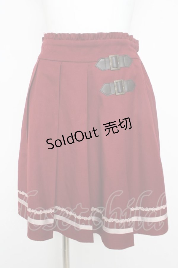 画像1: axes femme / サイドベルトプリーツスカート M ワイン Y-26-02-17-227-AX-SK-SZ-ZY (1)