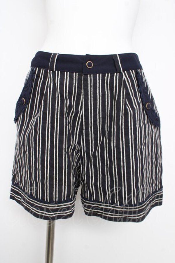 画像1: axes femme / ストライプショートパンツ M 紺 Y-26-02-17-228-AX-PA-SZ-ZY (1)