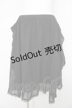 画像: axes femme / サイドフリルミドルスカート M クロ Y-26-02-17-233-AX-SK-SZ-ZY