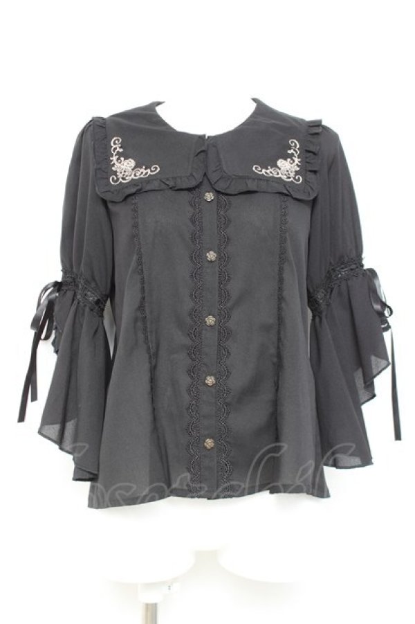 画像1: axes femme kawaii / フリルセーラーブラウス M 黒 Y-26-02-17-019-AX-BL-SZ-ZY (1)