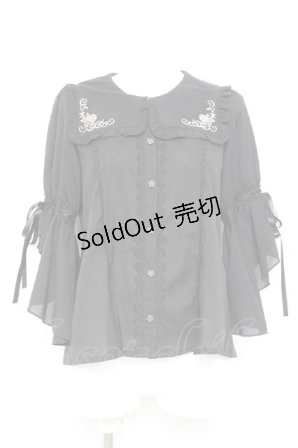 画像1: axes femme kawaii / フリルセーラーブラウス M 黒 Y-26-02-17-019-AX-BL-SZ-ZY (1)