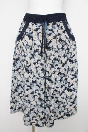 画像: axes femme / 花柄ワイドパンツ M 紺 Y-26-02-17-236-AX-PA-SZ-ZY