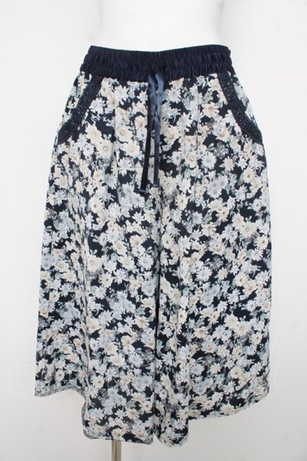 画像1: axes femme / 花柄ワイドパンツ M 紺 Y-26-02-17-236-AX-PA-SZ-ZY (1)