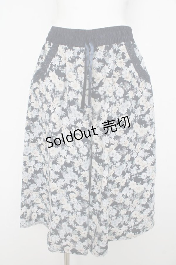 画像1: axes femme / 花柄ワイドパンツ M 紺 Y-26-02-17-236-AX-PA-SZ-ZY (1)