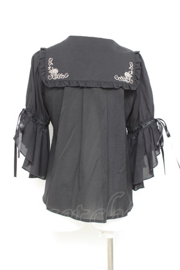 画像2: axes femme kawaii / フリルセーラーブラウス M 黒 Y-26-02-17-019-AX-BL-SZ-ZY (2)