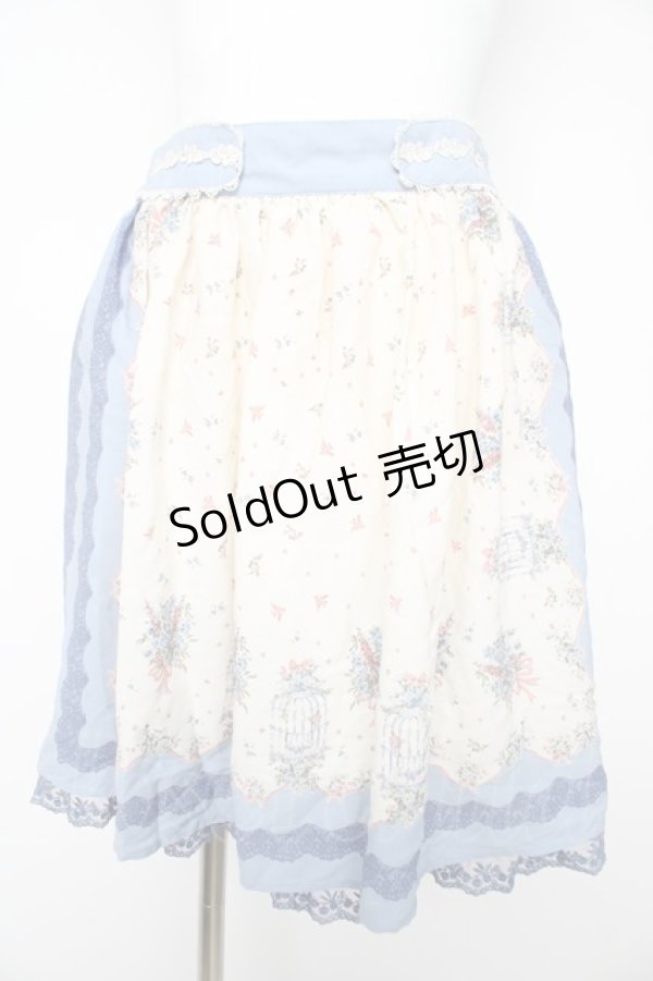 画像1: axes femme / 鳥かご×メルヘン柄スカート M サックス Y-26-02-17-240-AX-SK-SZ-ZY (1)