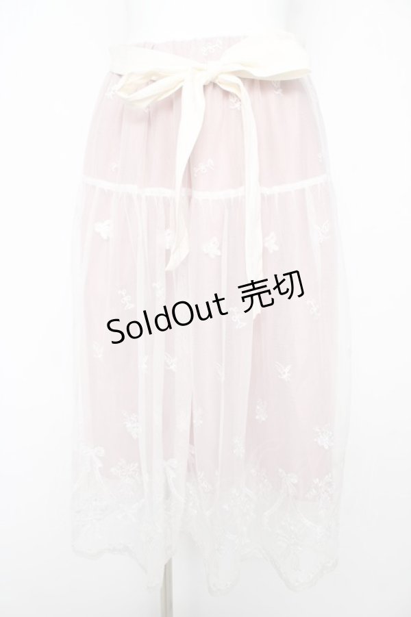 画像1: axes femme POETIQUE / リボンブーケレーススカート M ピンク Y-26-02-17-242-AX-SK-SZ-ZY (1)