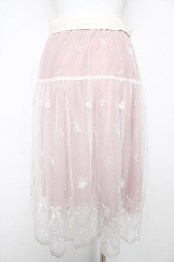 画像2: axes femme POETIQUE / リボンブーケレーススカート M ピンク Y-26-02-17-242-AX-SK-SZ-ZY (2)