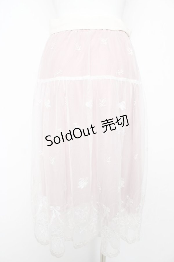 画像2: axes femme POETIQUE / リボンブーケレーススカート M ピンク Y-26-02-17-242-AX-SK-SZ-ZY (2)