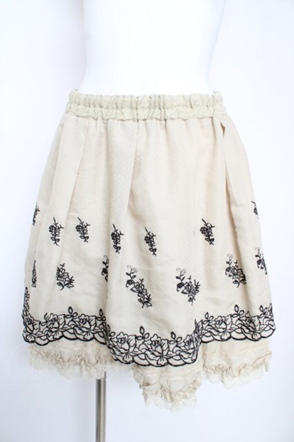画像1: axes femme / バラ刺繍入りスカート M 生成り Y-26-02-17-246-AX-SK-SZ-ZY (1)
