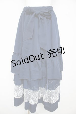 画像: axes femme / レース使いティアードスカート F 紺 Y-26-02-17-248-AX-SK-SZ-ZY